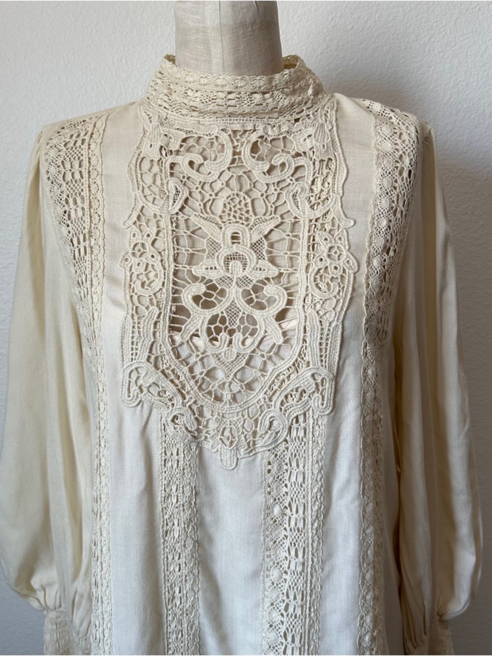 Free People Vienna Crochet Trim Mini Dress in Ivory - Picture 3 of 5
